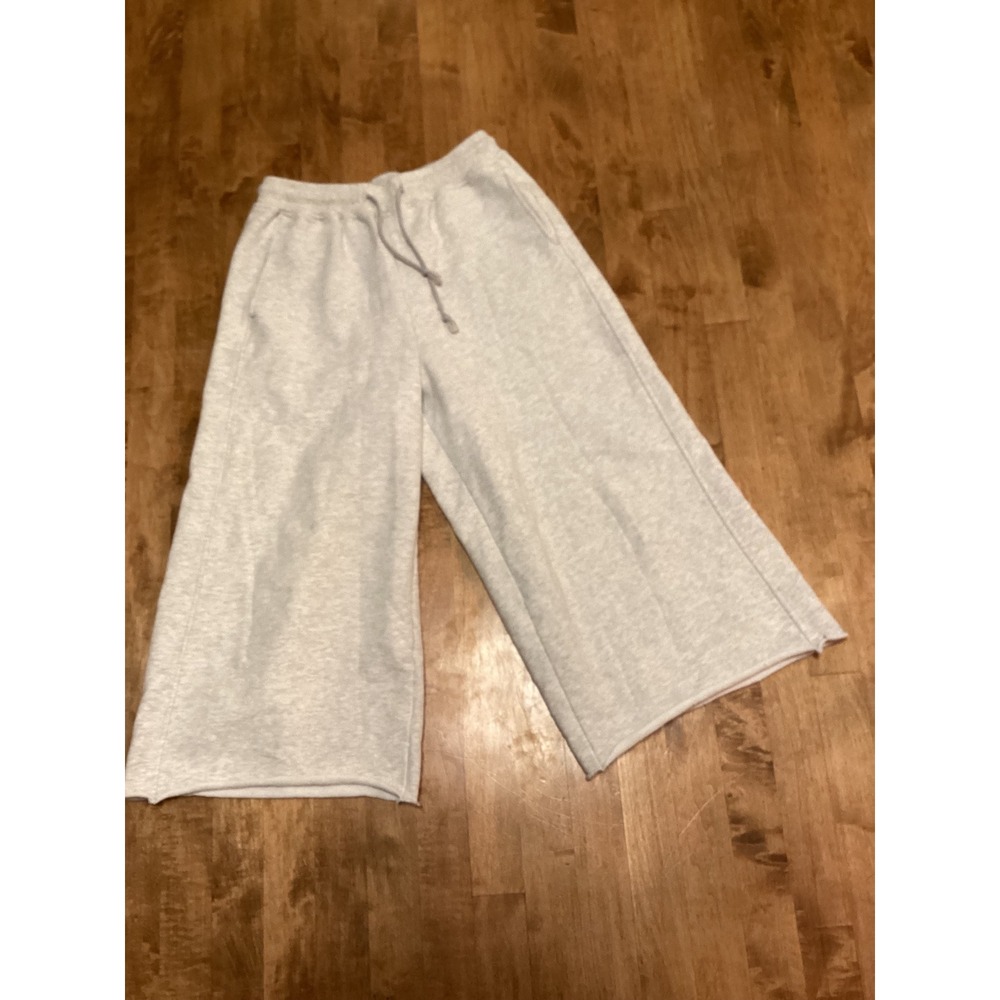 NAP‎ Take a Nap Light Gray Wide Leg Sweatpants Cropped Lounge Pants Small